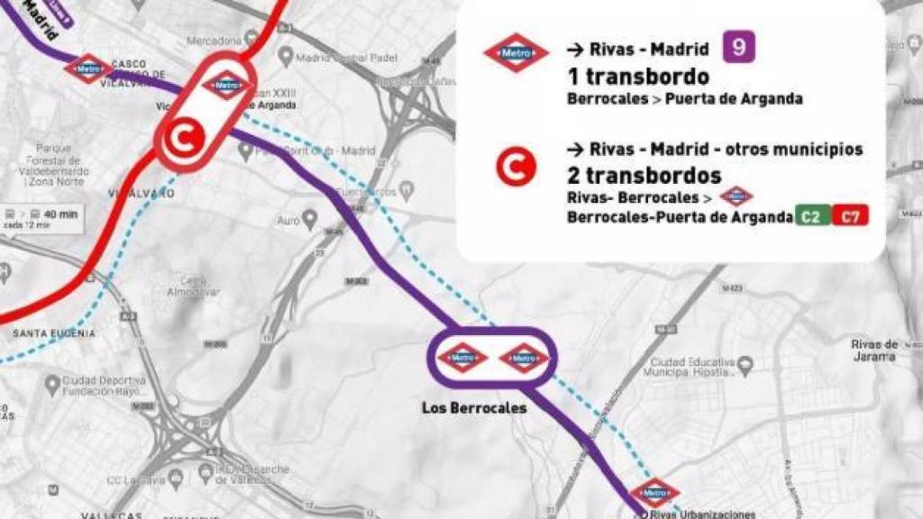 Infografía del nuevo recorrido de la Línea 9 de Metro