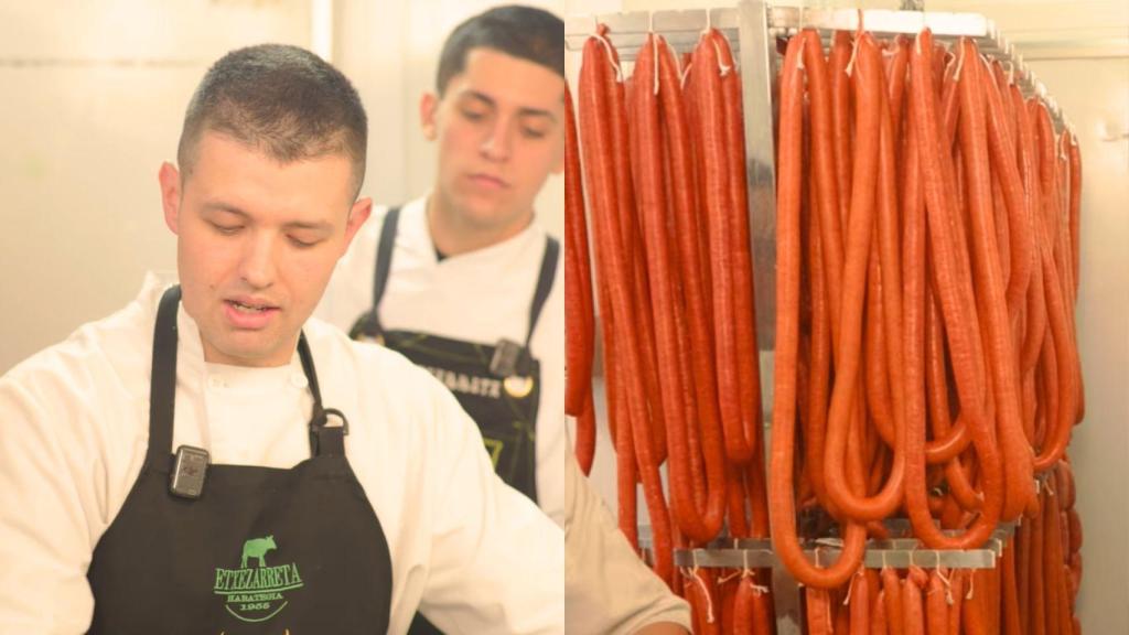 Aitor (29), carnicero vasco, en un montaje de El Español