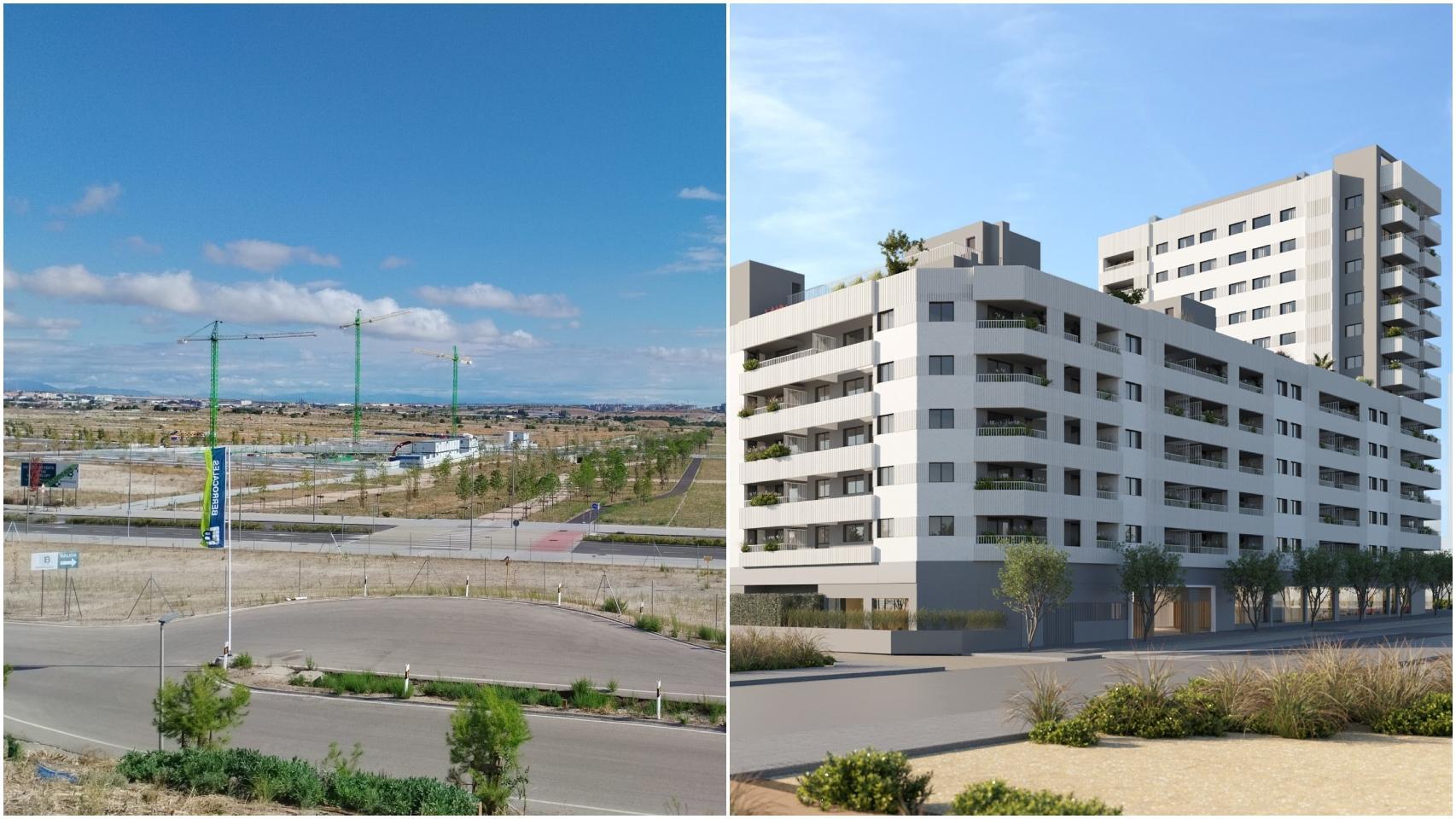 El antes y el después de Los Berrocales, en Madrid.