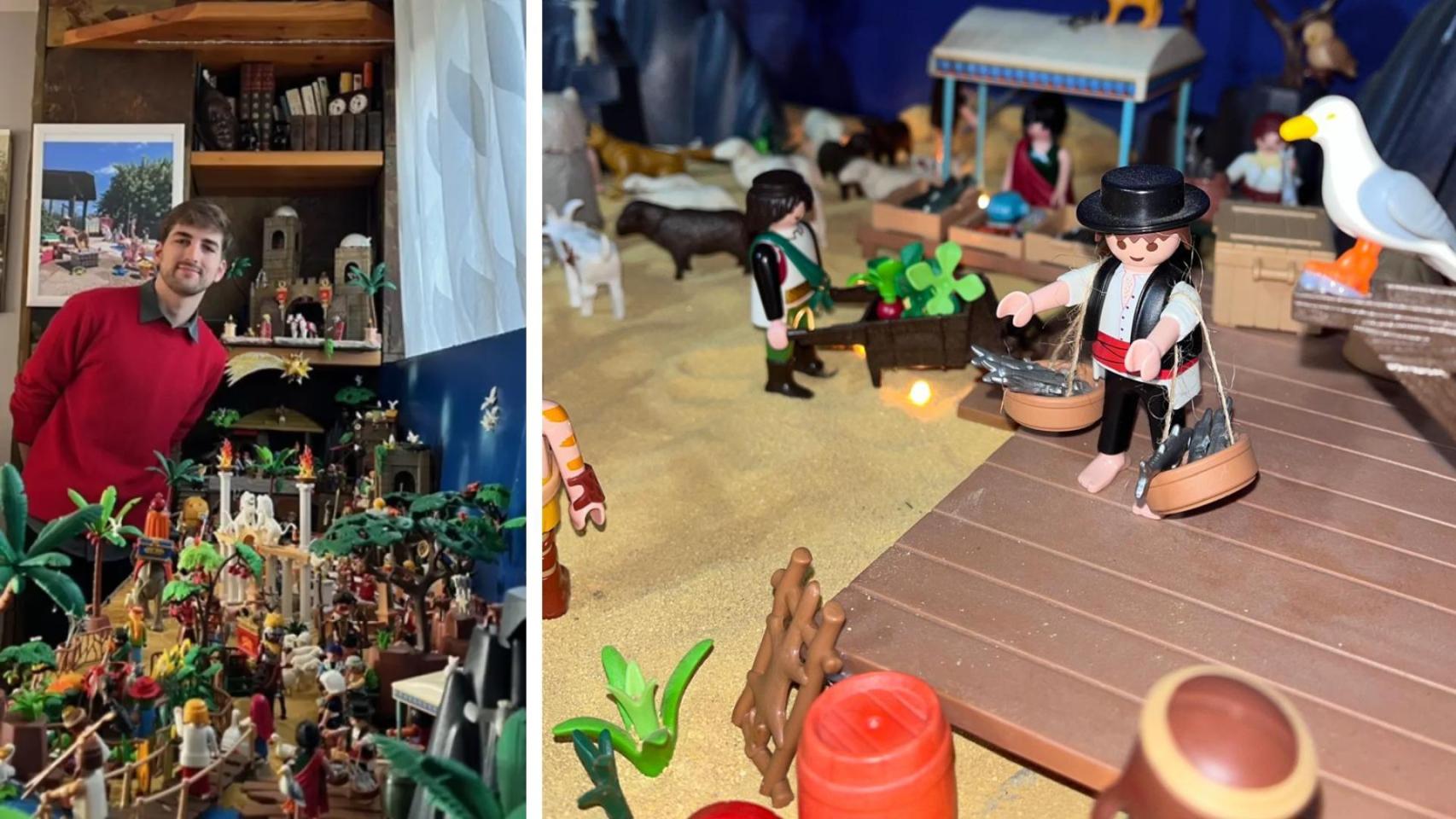 Alejandro y el belén de Playmobil.