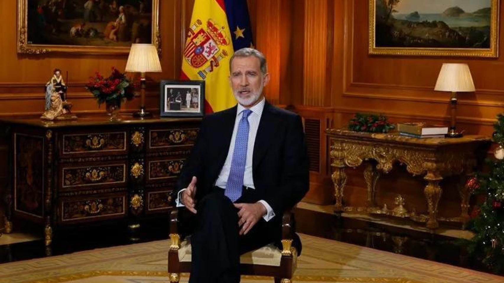 El Rey Felipe VI durante el mensaje de Navidad de 2024.