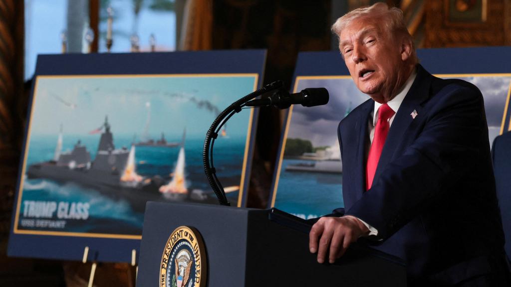 El presidente de Estados Unidos, Donald Trump, en la rueda de prensa del lunes donde anunció la llamada Flota Dorada de la Armada.