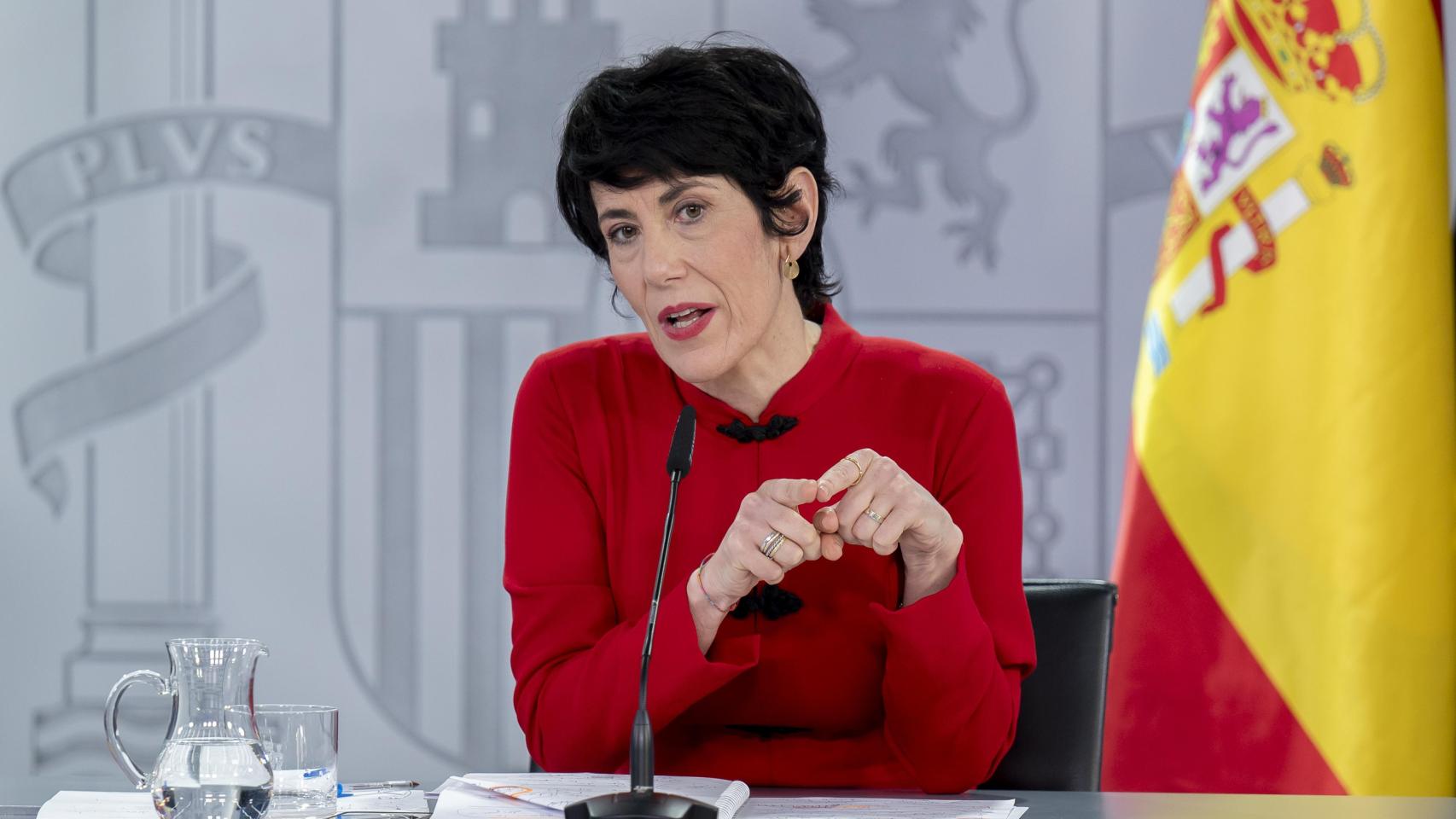 Elma Saiz, este martes en la Moncloa durante su estreno como portavoz del Gobierno.