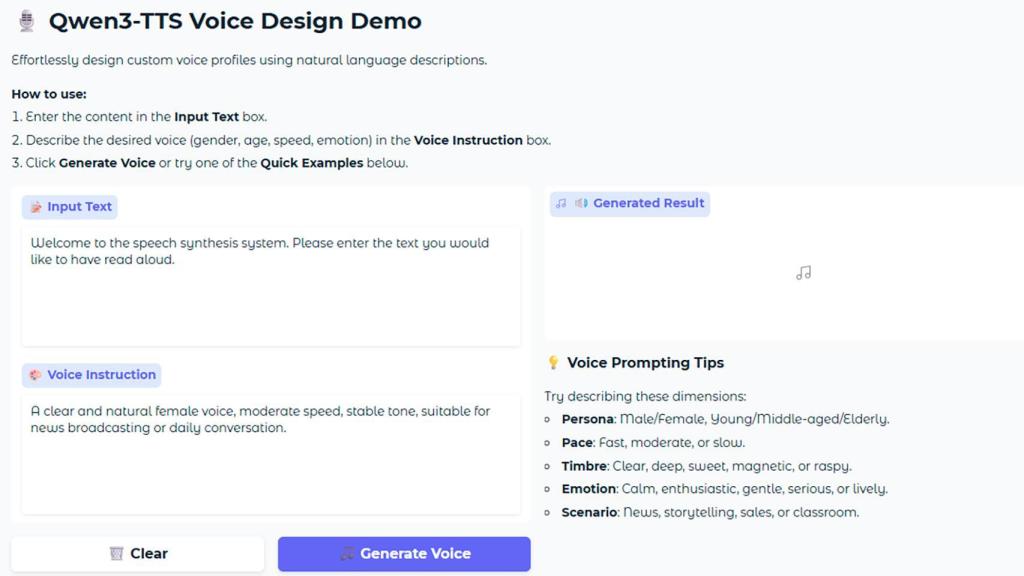 Imagen de la demostración de la IA de Qwen que clona voces