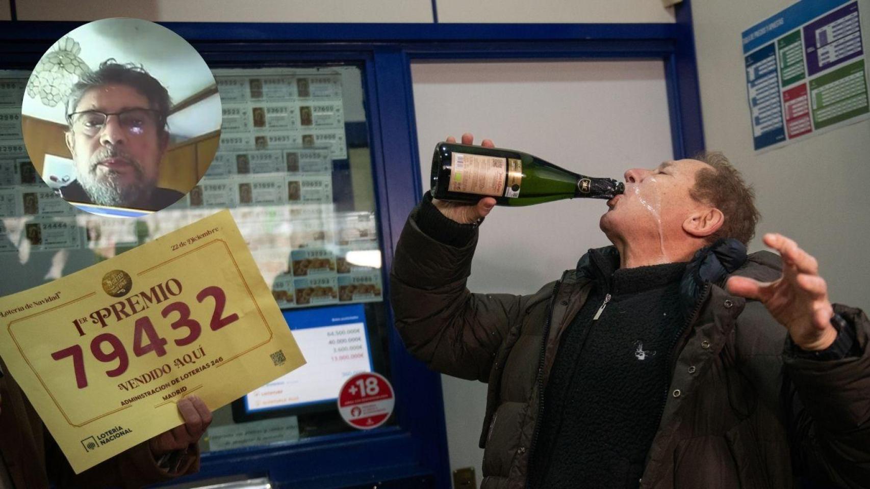 Montaje de José Iglesias y un agraciado con el ‘Gordo’ del Sorteo Extraordinario de la Lotería de Navidad 2025 en Madrid.