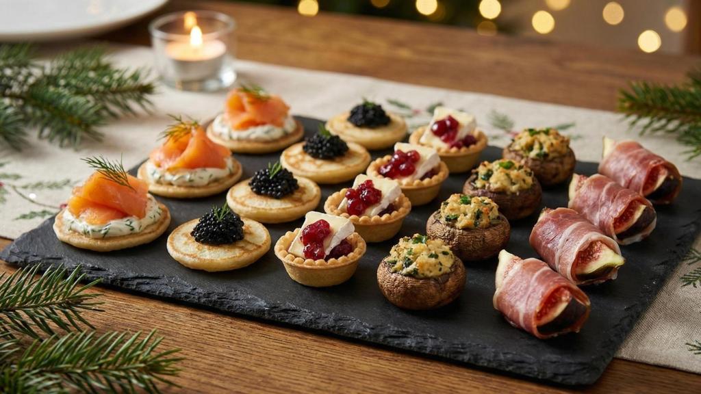 Pequeños canapés para una comida de fiesta