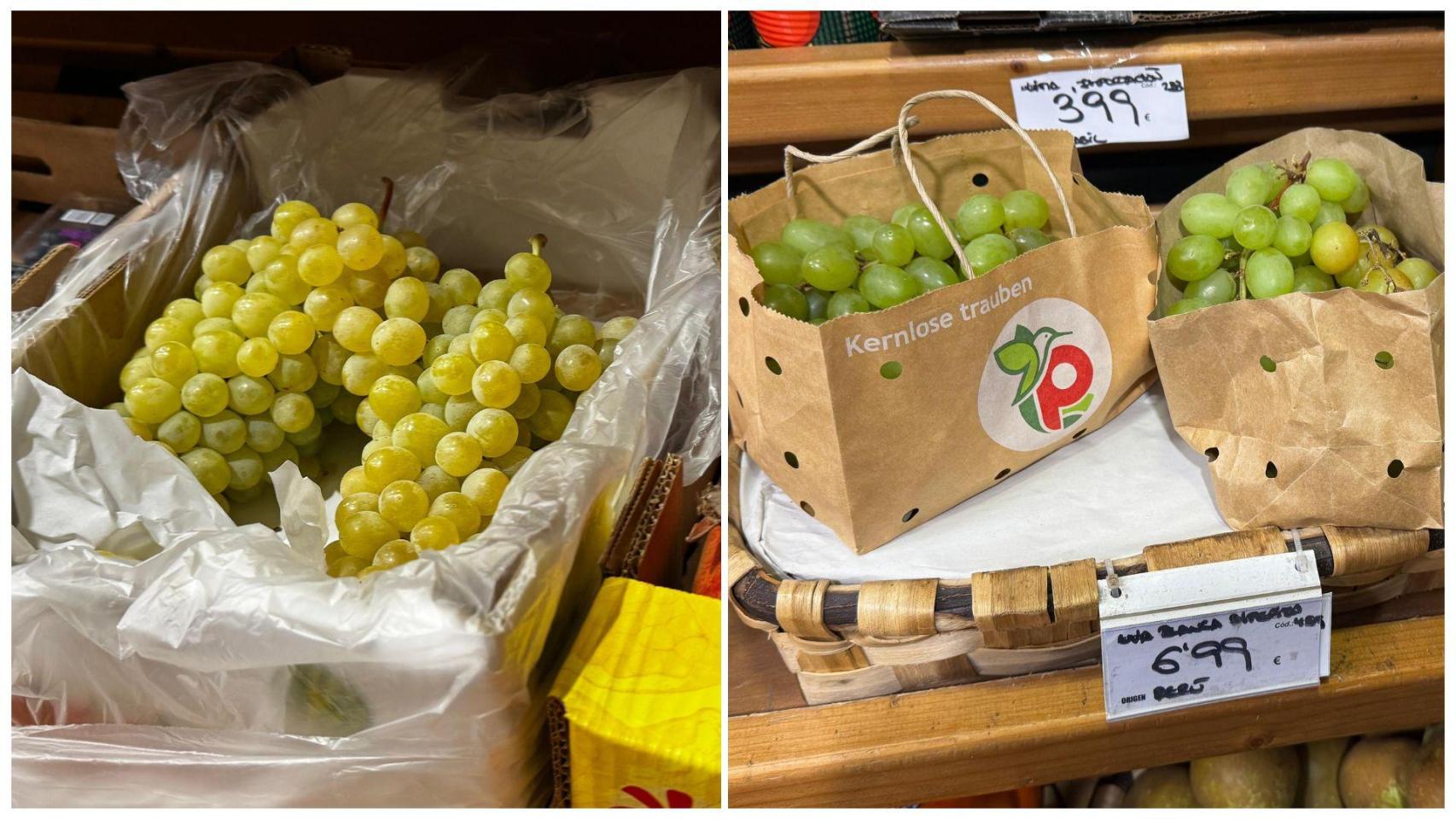 Uvas en una frutería de Vigo