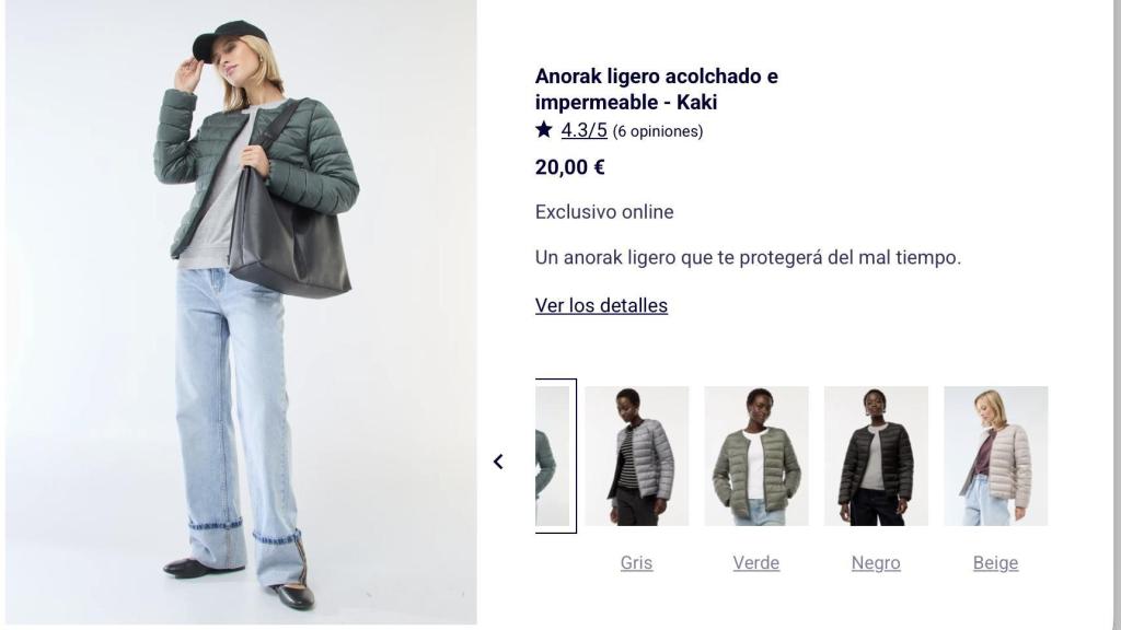 Anorak ligero acolchado e impermeable.