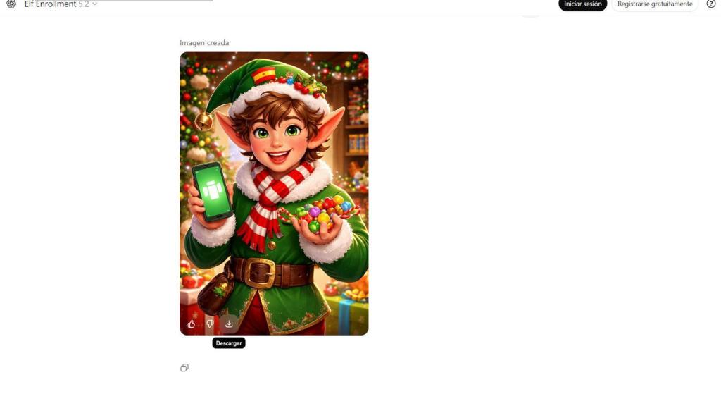 Un elfo ayudante de Papá Noel creado con ChatGPT