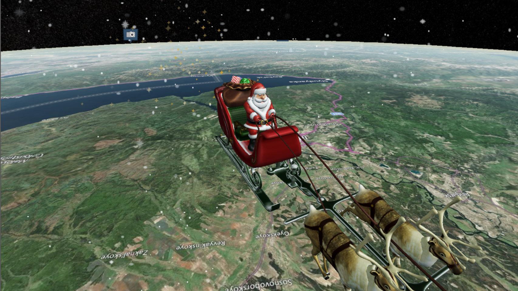 Papá Noel en el mapa 3D de NORAD
