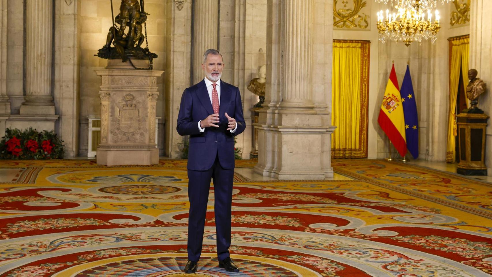 El rey Felipe VI durante su tradicional mensaje de Nochebuena.