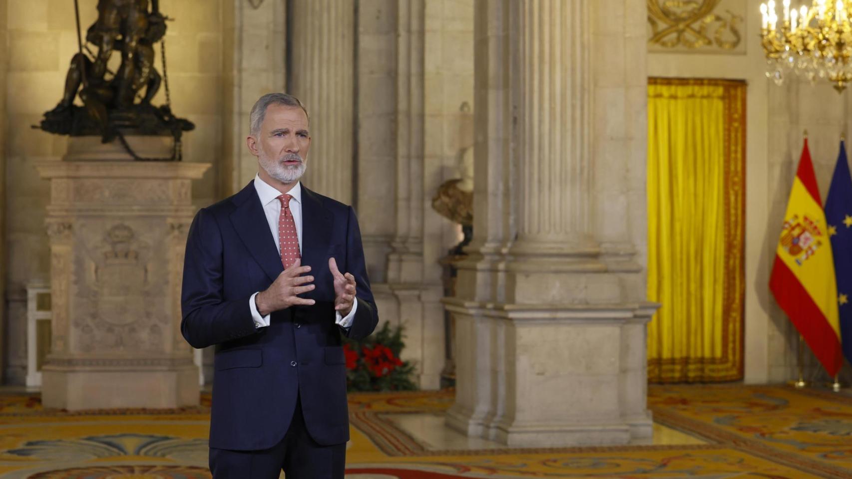 Felipe VI durante el discurso de este 24 de diciembre de 2025.