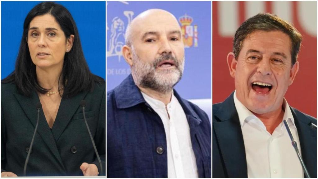Paula Prado (PP), Néstor Rego (BNG) y Gómez Besteiro (PSOE).