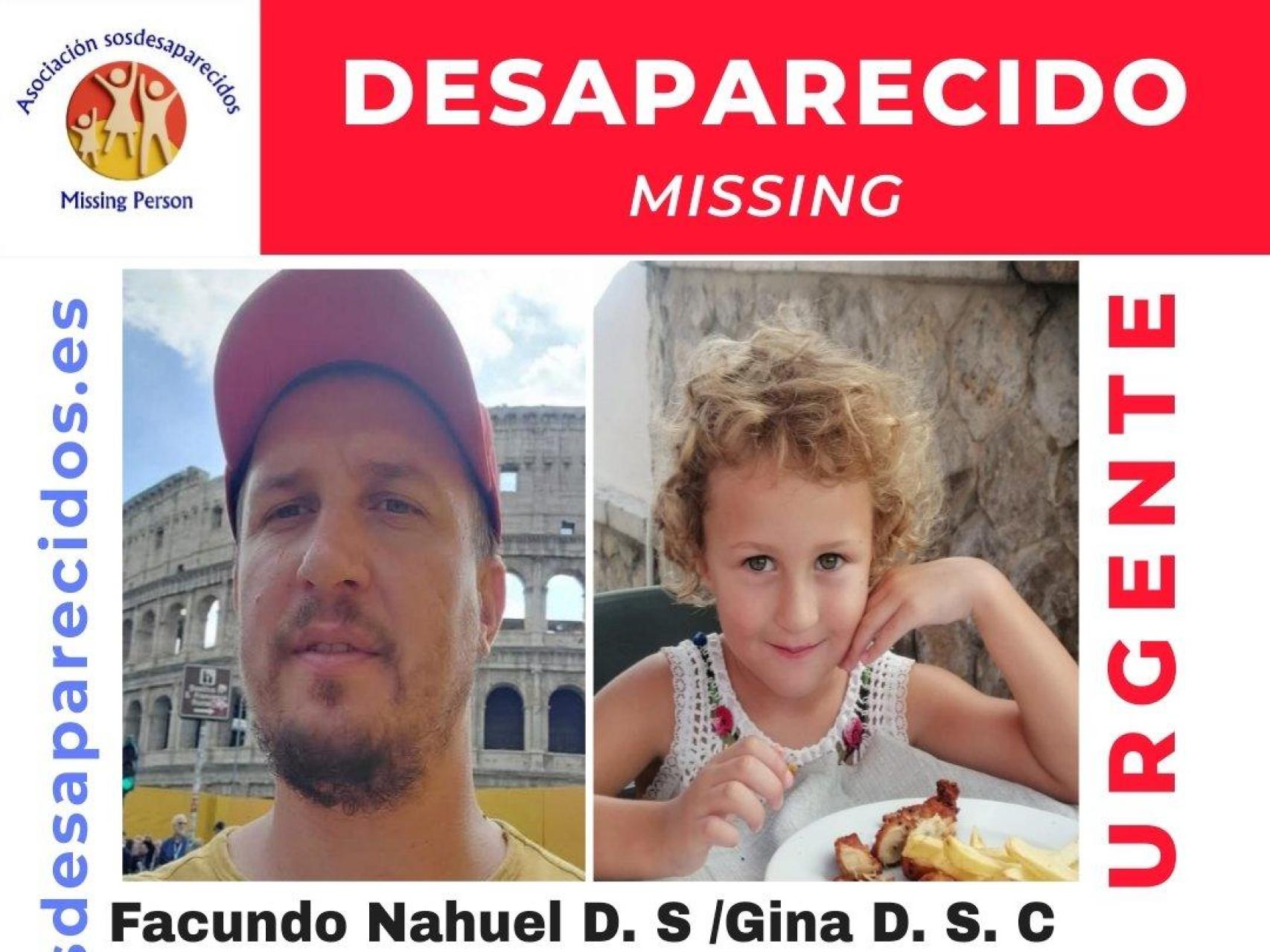Imágenes de Facundo Nahuel D.S. y su hija Gina D. S. C., difundidas por la Asociación SOS Desaparecidos.