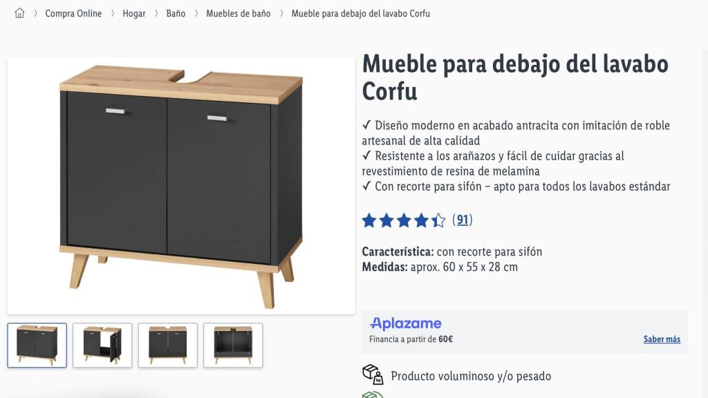 Mueble para debajo del lavabo.