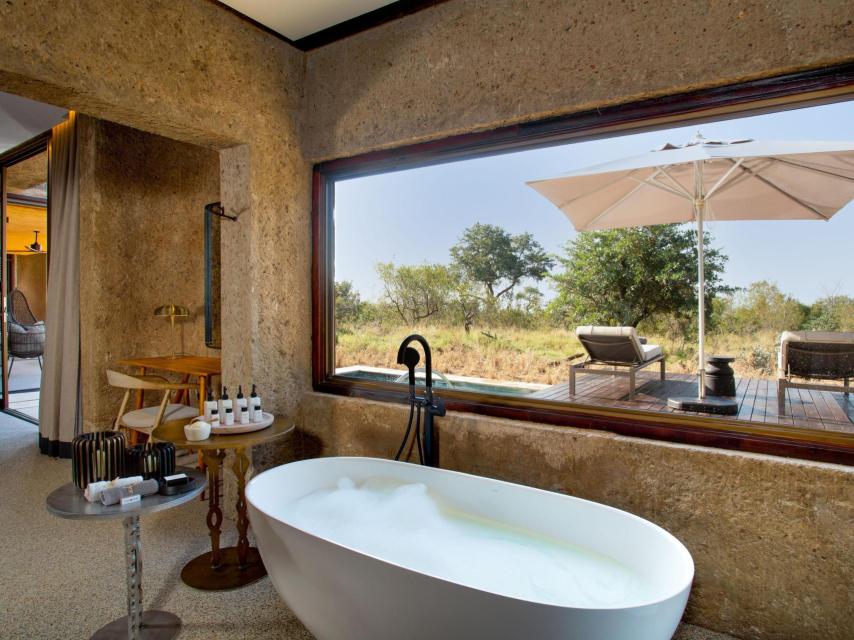 El baño del Amber Villa en Sabi Sabi.