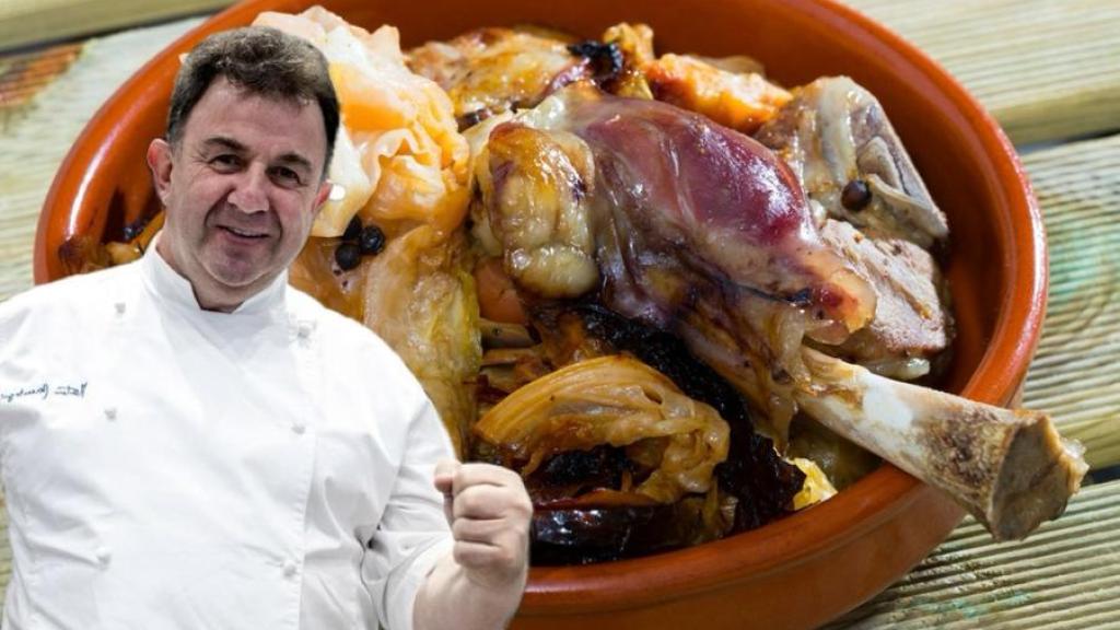 Martín Berasategui junto a una paletilla de cordero.