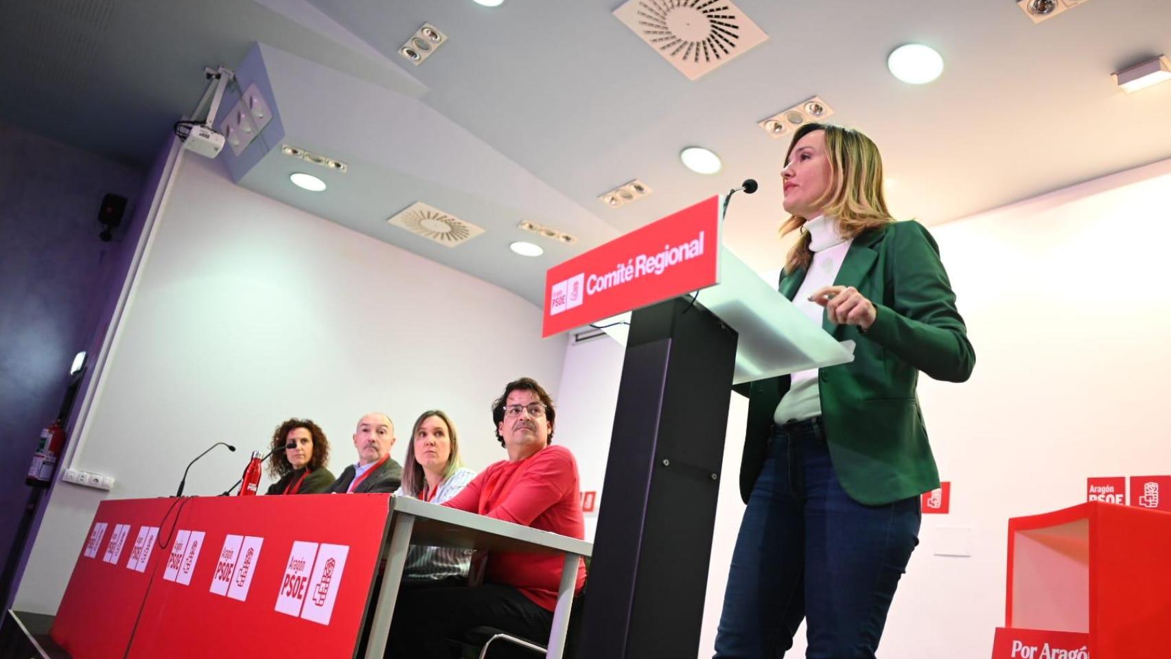 Pilar Alegría, en el último Comité Regional del PSOE-Aragón