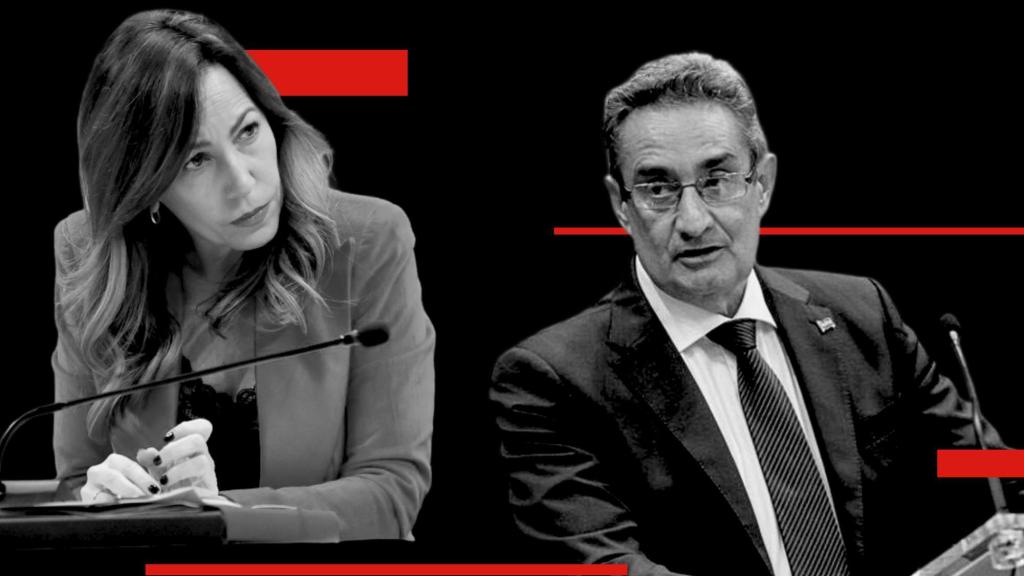 Natalia Chueca y el portavoz de Vox, Julio Calvo.