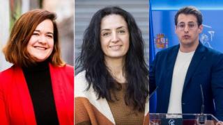 María Goikoetxea (Podemos), María Abengochea (IU) y Jorge Pueyo (CHA)