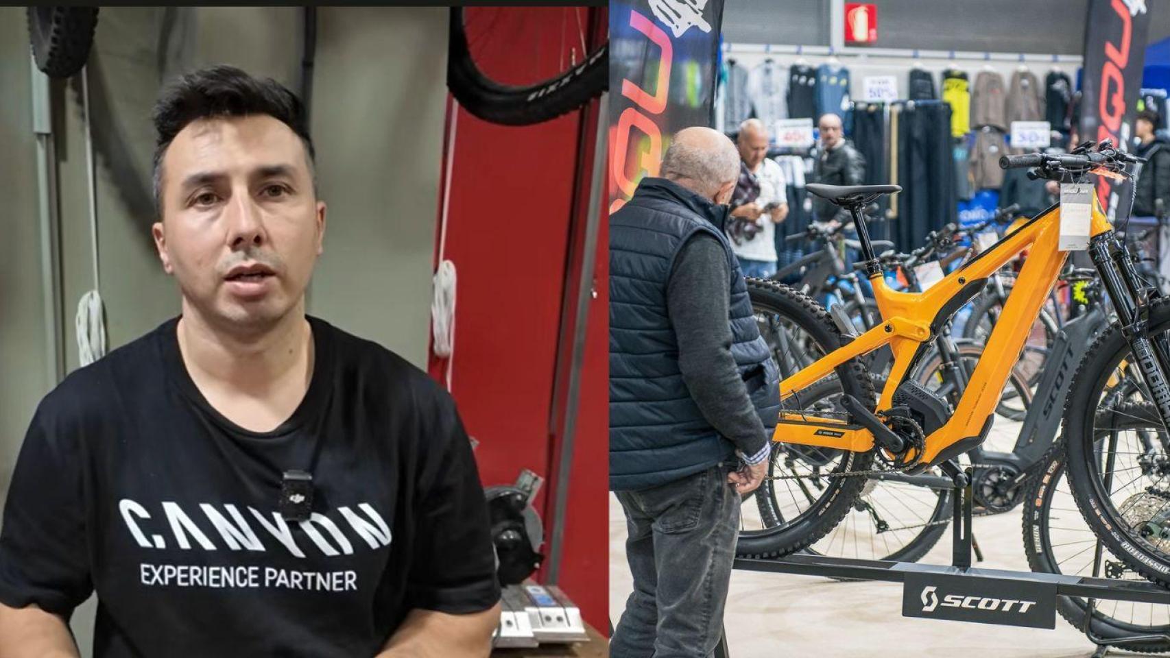 Montaje de Jordan, dueño de una tienda de bicicletas.