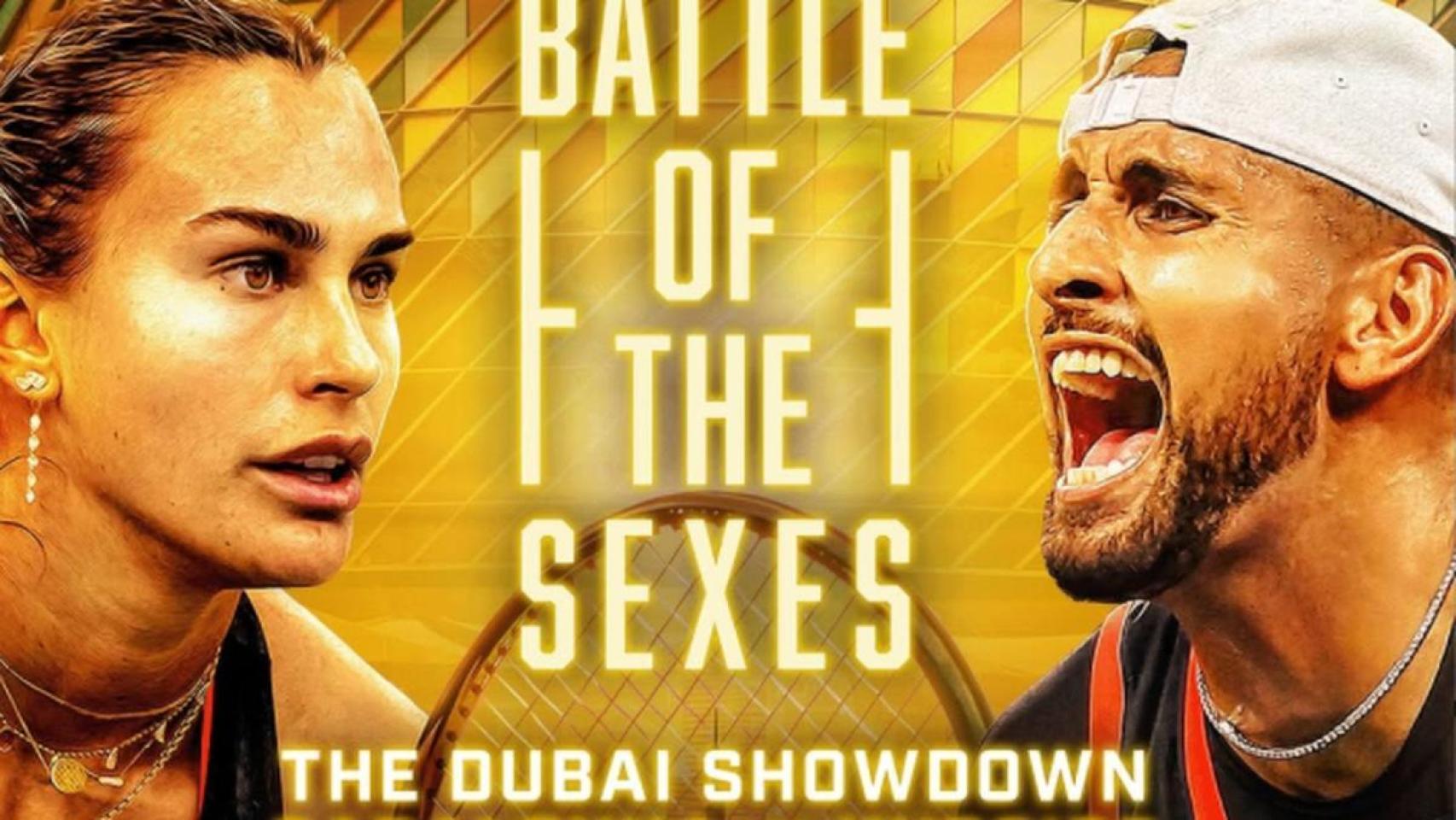 Cartel de la 'Batalla de los Sexos' entre Sabalenka y Kyrgios.