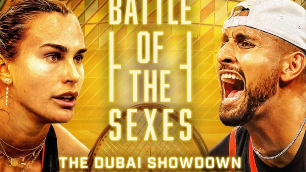 Cartel de la 'Batalla de los Sexos' entre Sabalenka y Kyrgios.