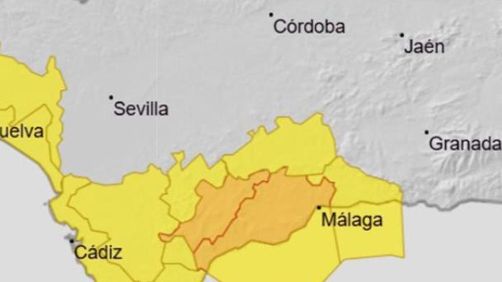 Avisos de color amarillo y naranja en Málaga.