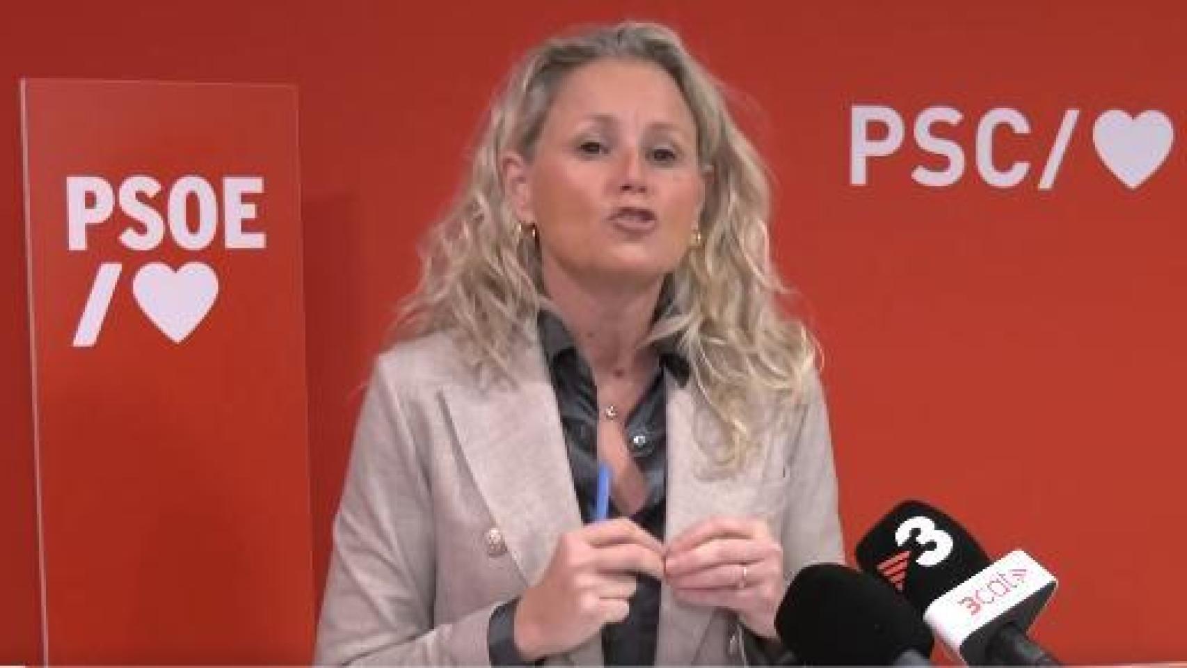 La portavoz del PSOE; Montse Mínguez, este sábado en Lérida.