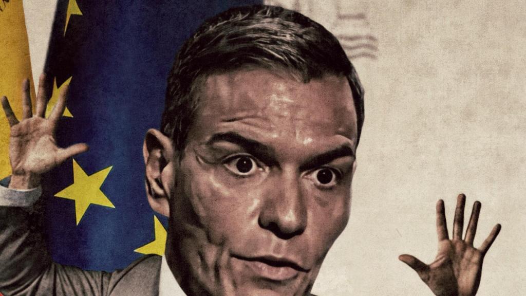 Ilustración de Pedro Sánchez leyendo EL ESPAÑOL.