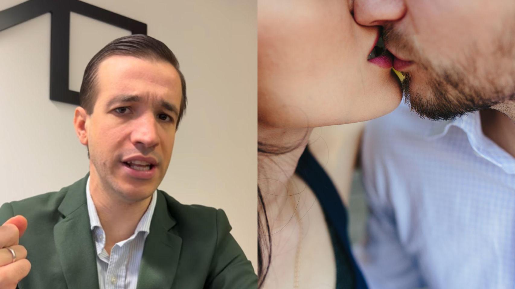 Imagen de Juanma Lorente y una imagen de archivo de una pareja.