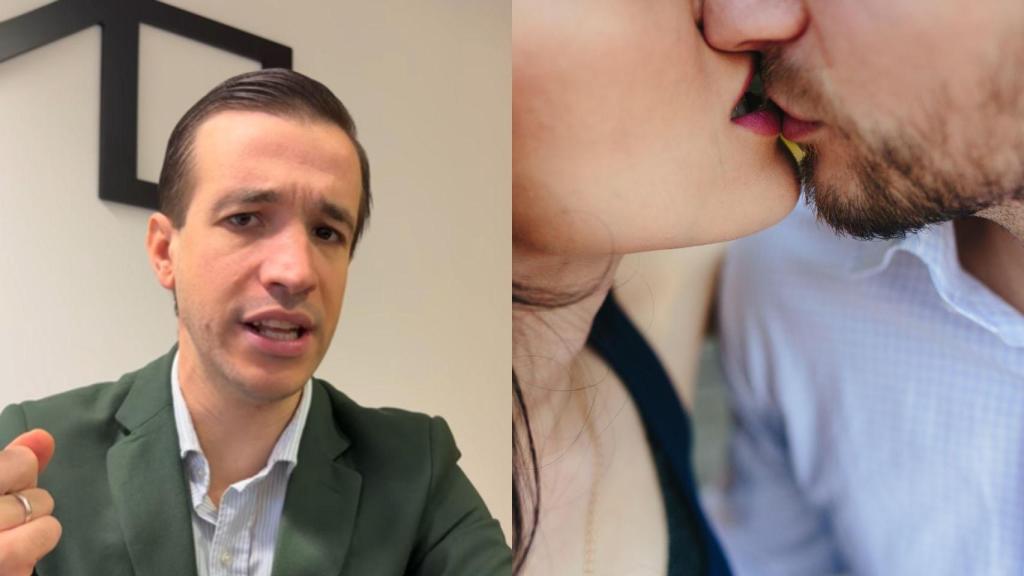 Imagen de Juanma Lorente y una imagen de archivo de una pareja.