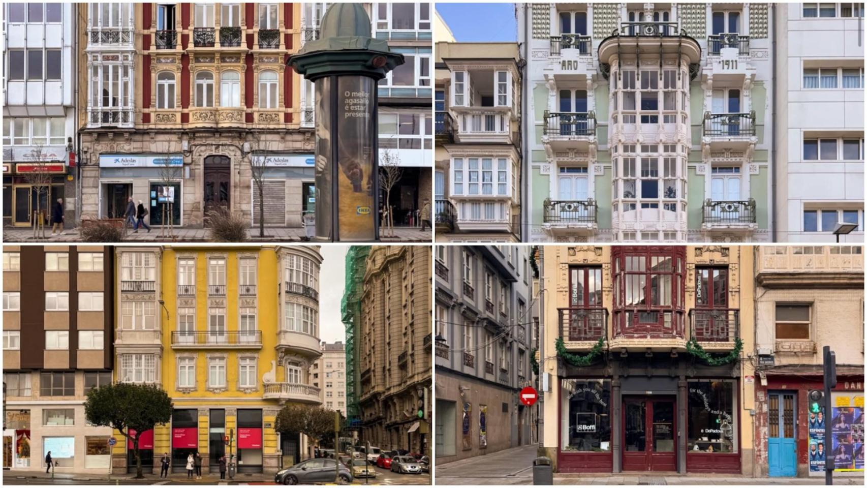 Imagen de cuatro de las fachadas mostradas en el vídeo.