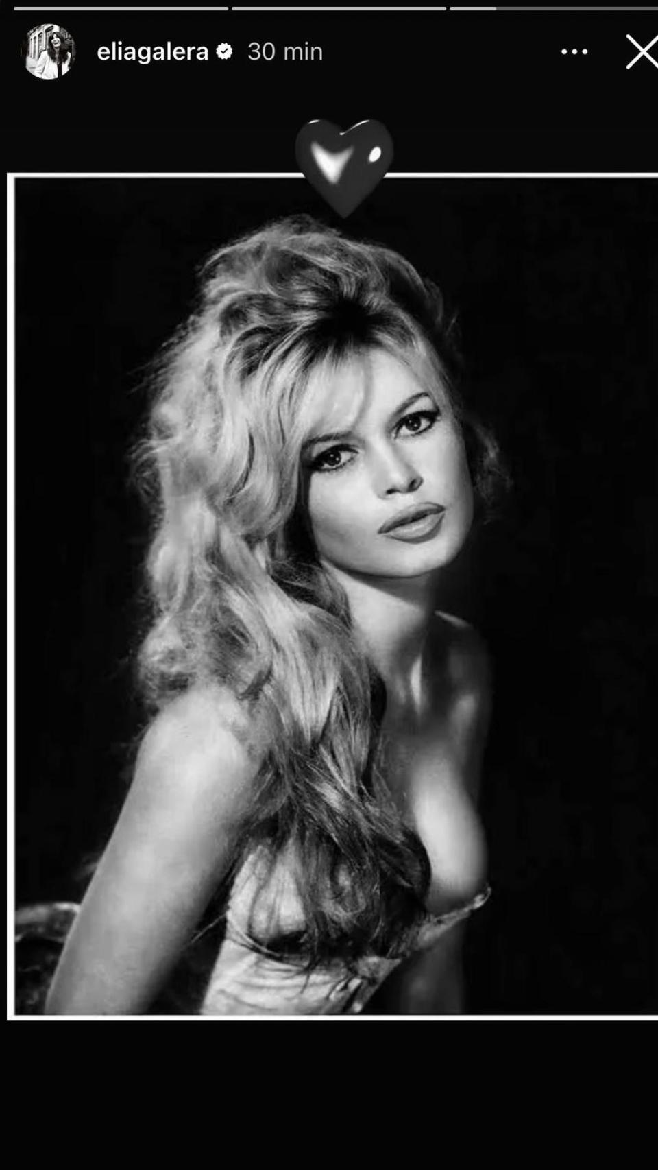 La despedida de Elia Galera a Brigitte Bardot en Instagram.