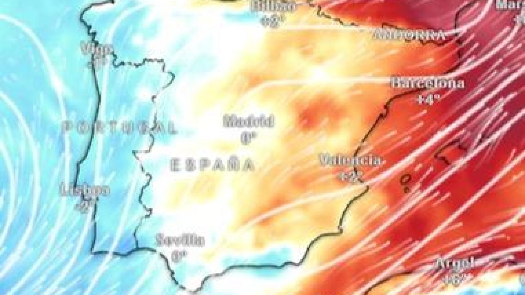 La aproximación de la borrasca al oeste peninsular podría favorecer que ese choque de masas de aire se produzca en nuestro entorno, lo que podría disparar la inestabilidad este fin de semana.