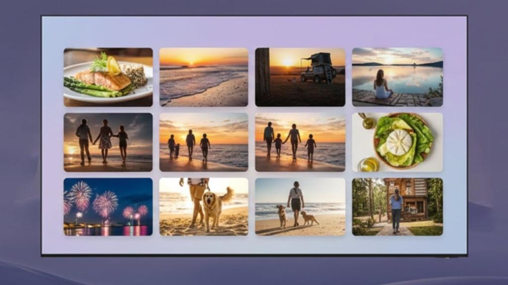 Simulación de cómo se verán las imágenes de Google Fotos en un televisor Samsung