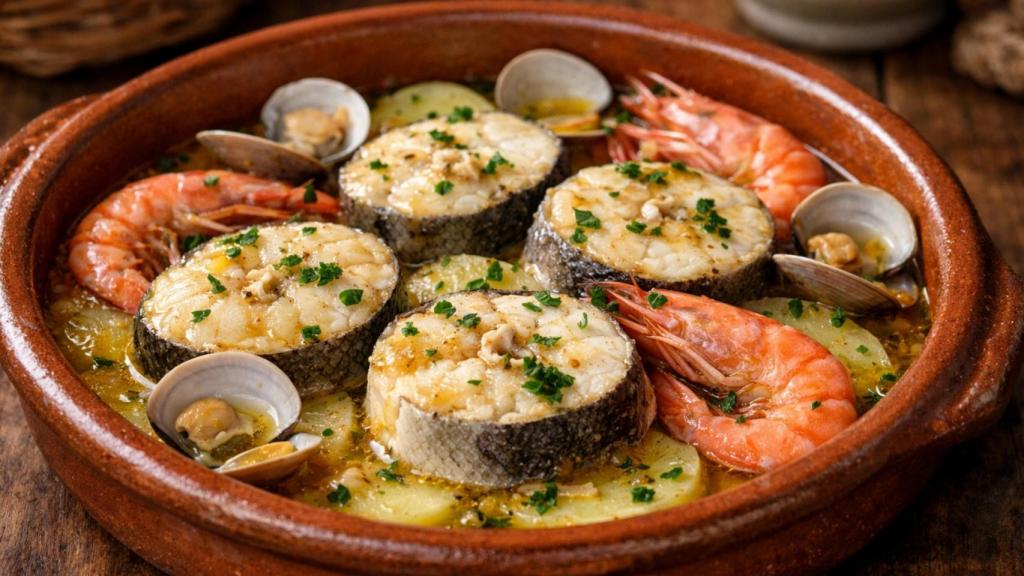 Unas rodajas de merluza a la cazuela