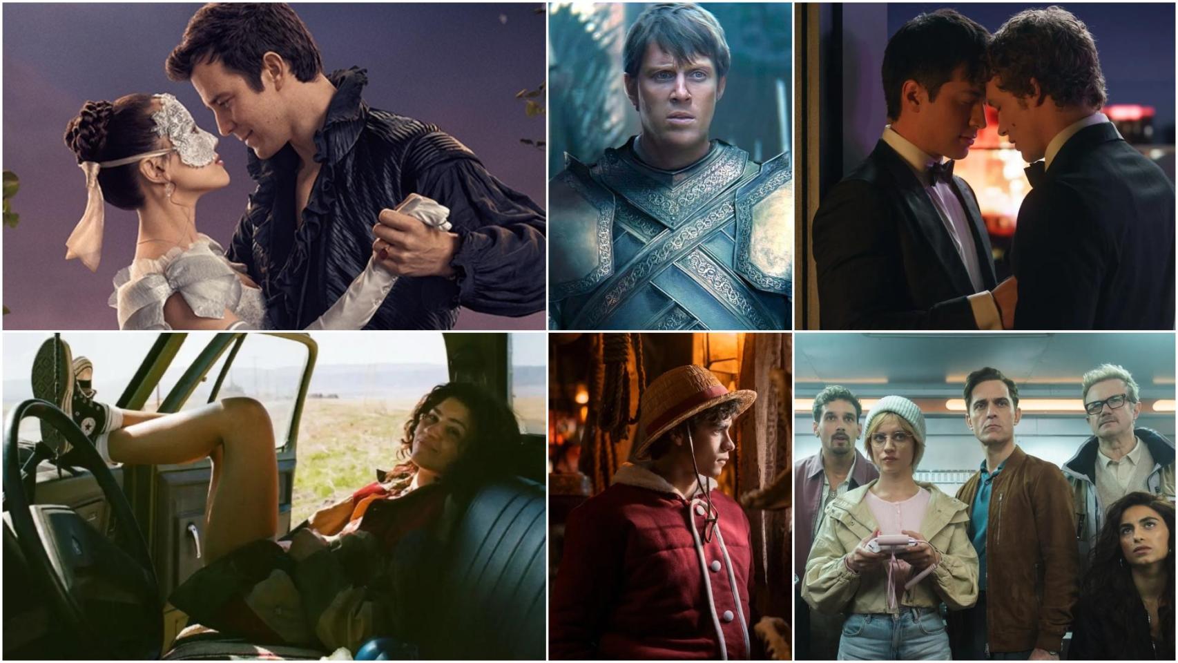 Fotogramas de 'Los Bridgerton', 'El caballero de los Siete Reinos', 'Más que rivales', 'Euphoria', 'One Piece' y 'Berlín y la dama de armiño'.