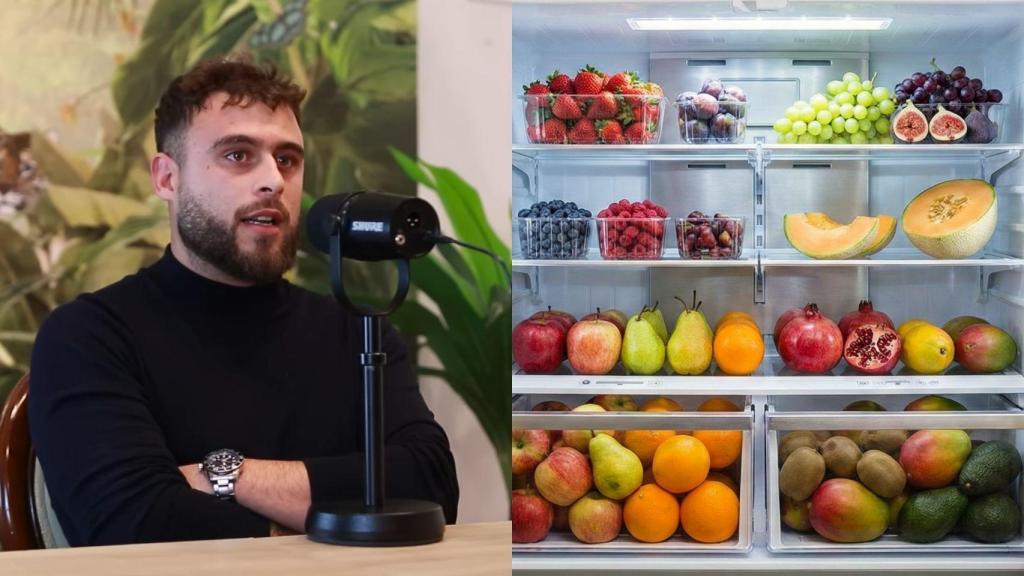 Raúl Cardaba, frutero, en un montaje de El Español