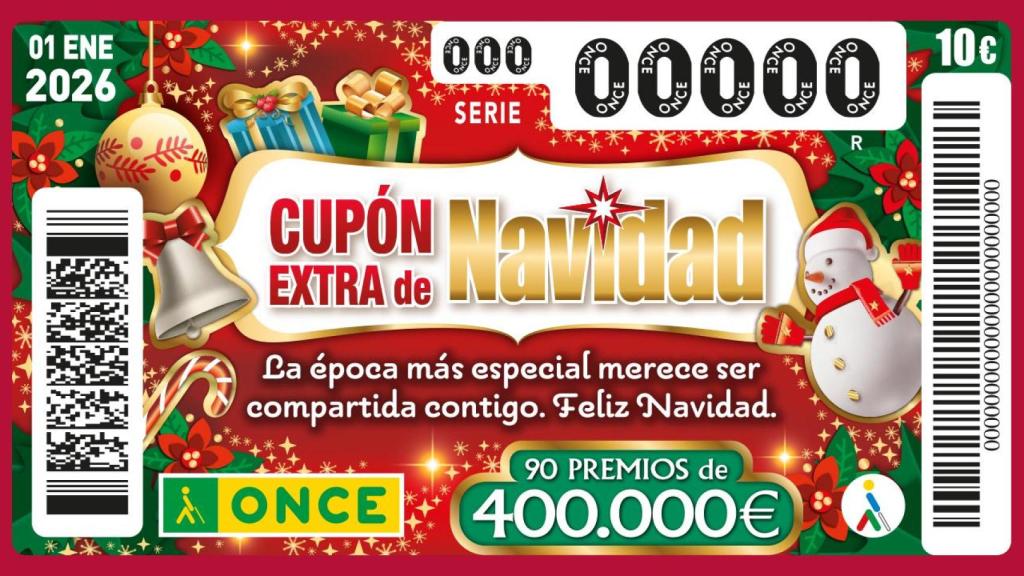 Cupón Extra de Navidad ONCE 2026, 1 de enero.