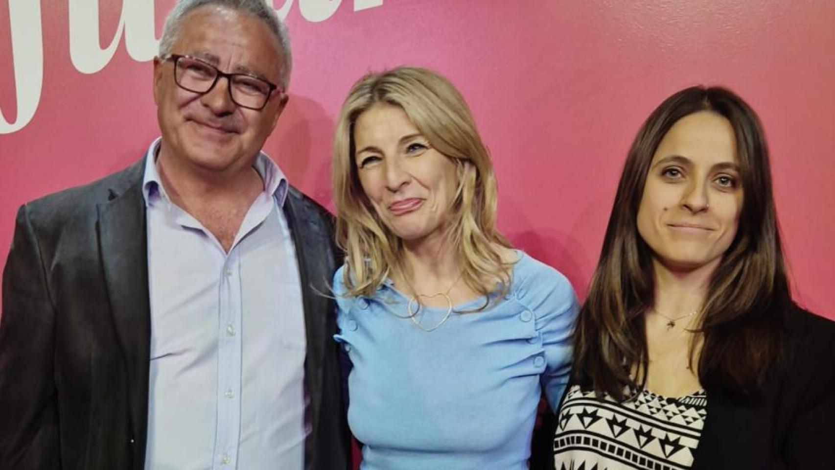 Jesús Plaza, Yolanda Díaz y María Cañadillas, de izquierda a derecha.