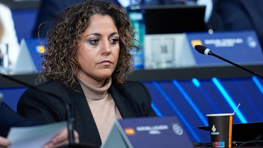 Beatriz Álvarez, presidenta de la Liga F, en la última Asamblea Extraordinaria de la RFEF