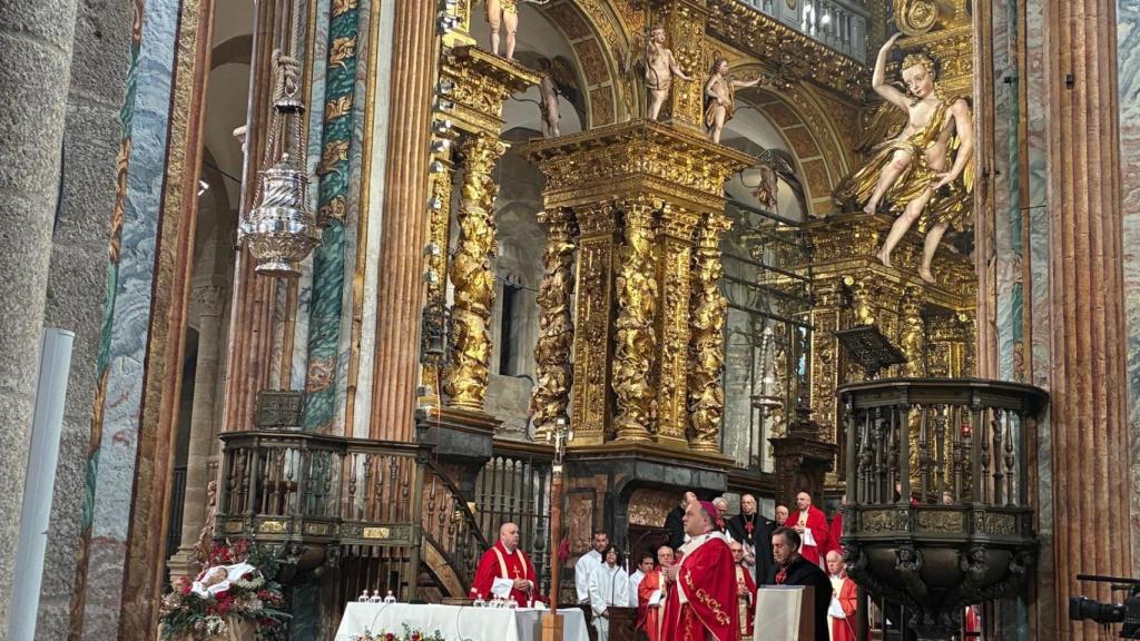 El arzobispo de Santiago, Francisco José Prieto Fernández, durante su intervención