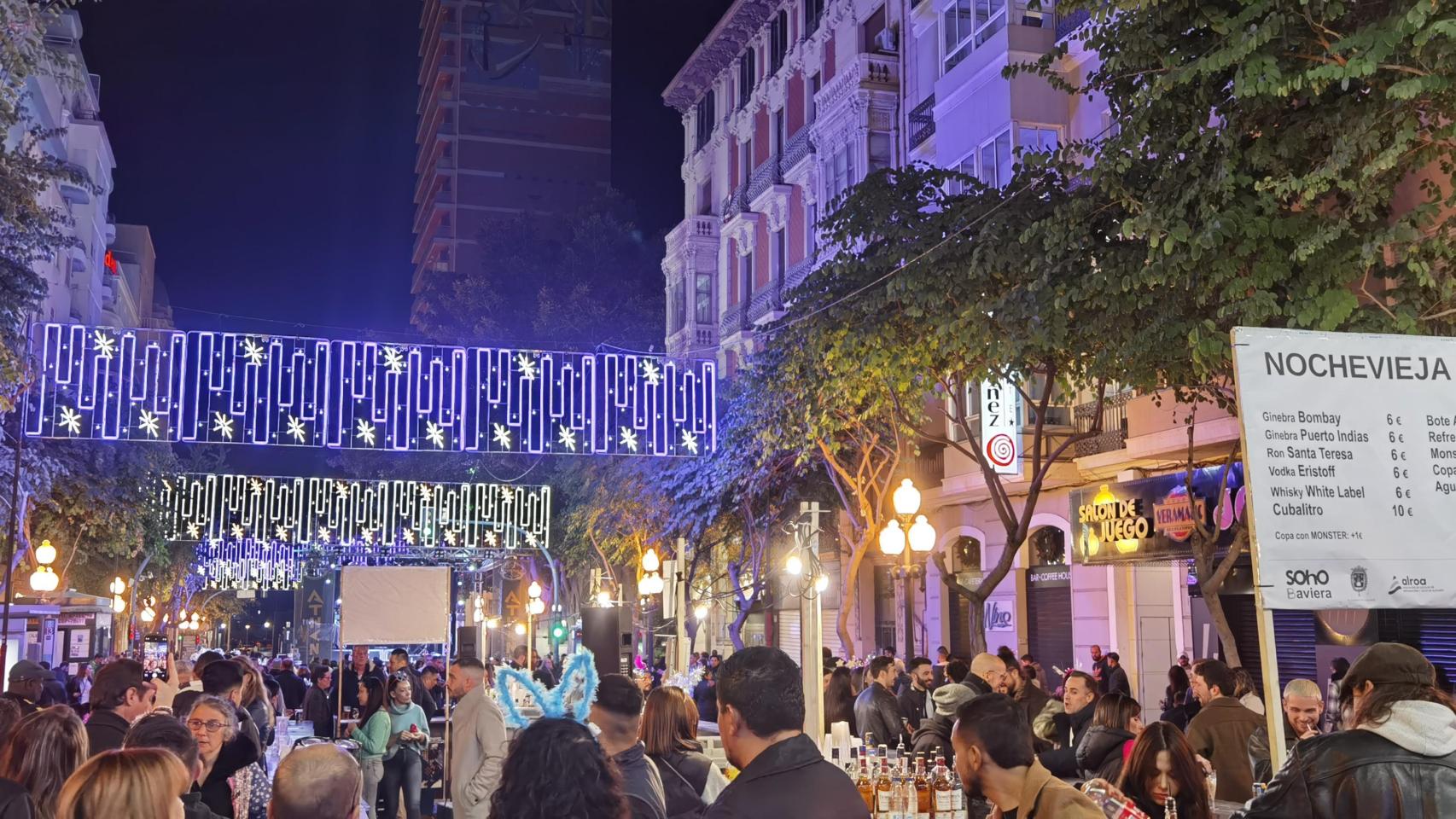 La rambla de Alicante en la Nochevieja.