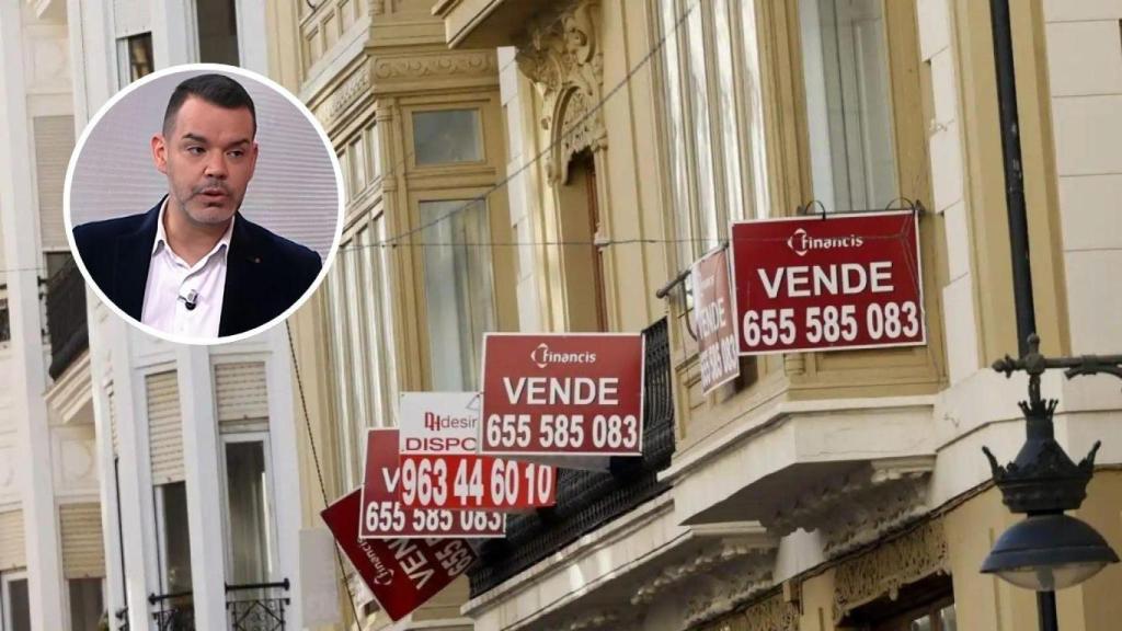 Montaje con José María Camarero, analista económico y viviendas en venta (Imagen de archivo).