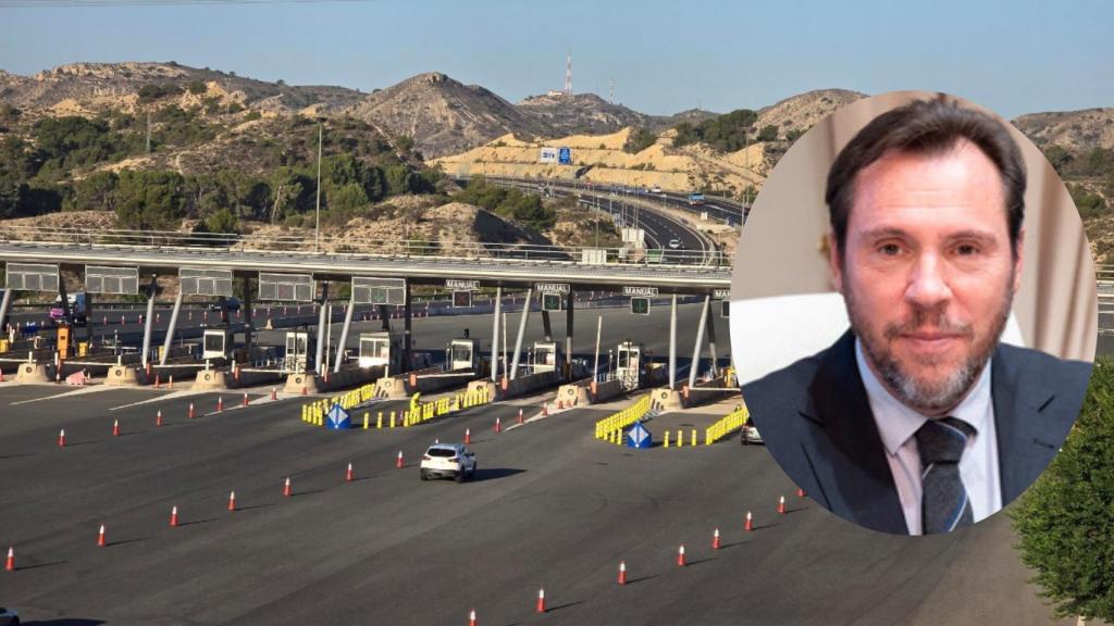 Montaje de Óscar Puente (Ministerio de Transportes) y una autopista.