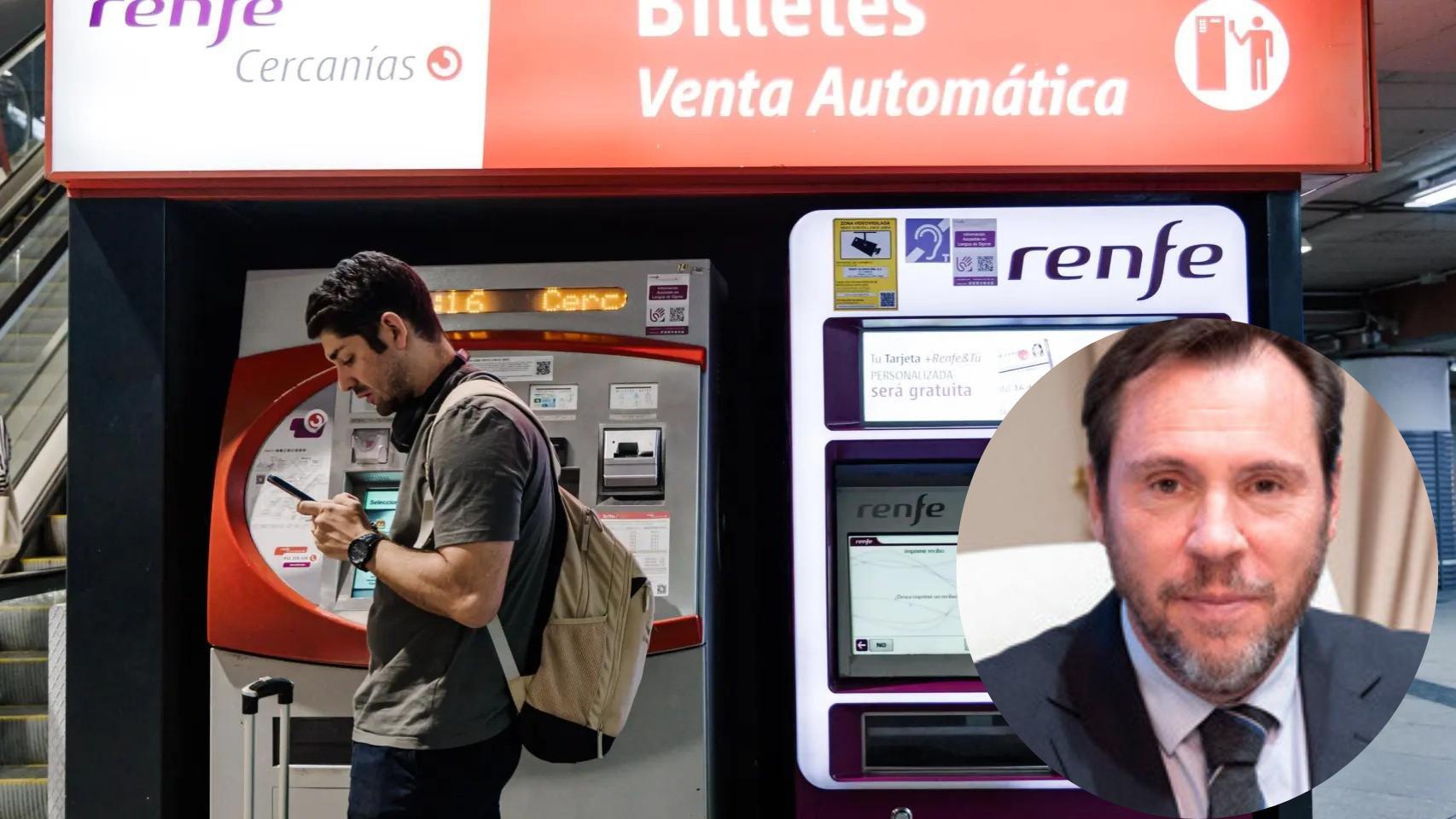 Montaje de Óscar Puente con un usuario de Renfe.
