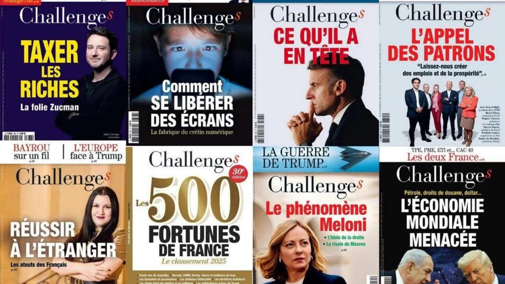 Varias portadas de la revista económica 'Challenges'.