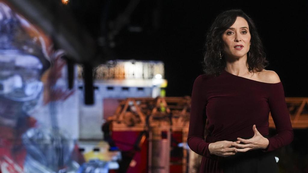 Isabel Díaz Ayuso durante un fragmento del discurso de Nochevieja.