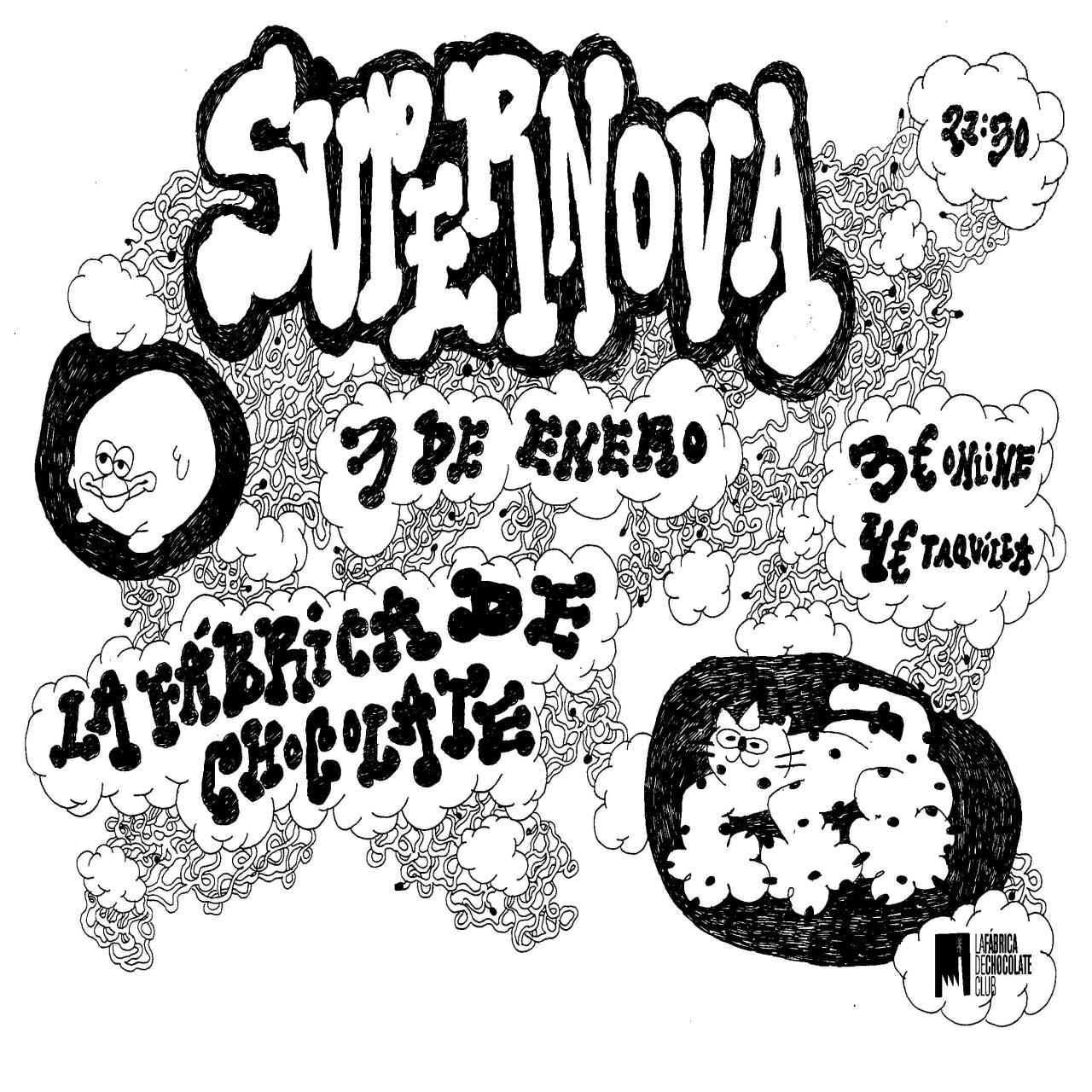 Cartel concierto Supernova en La Fábrica de Chocolate